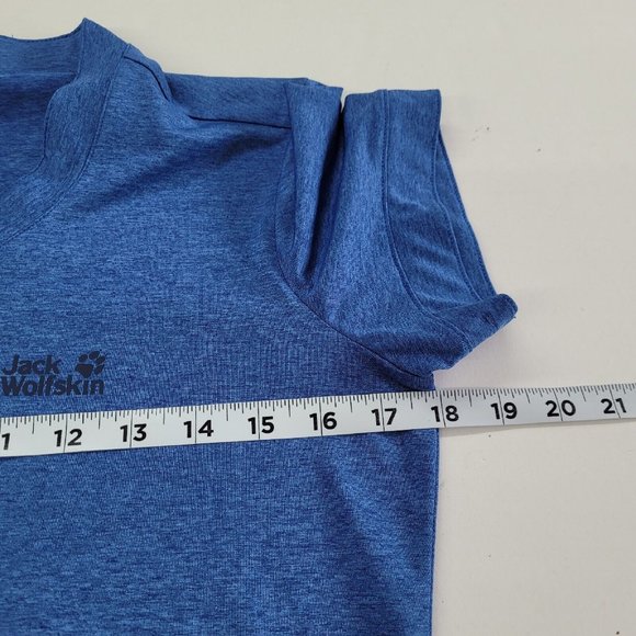 Jack Wolfskin Shirt Womens S Crosstrail T-shirt V-neck Short‎ Sleeve Blue - Picture 11 of 13